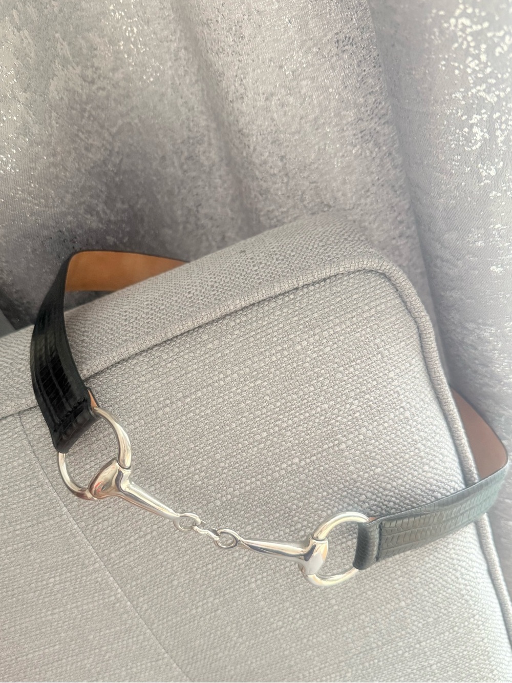 Black Leather Horsebit Belt - Unbranded Made in Italy